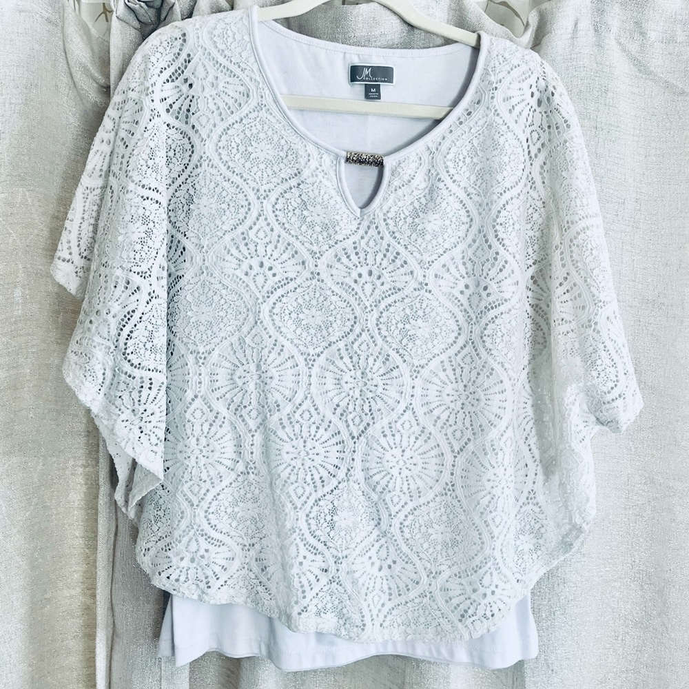 Womens White lace M Collection shirt size M
